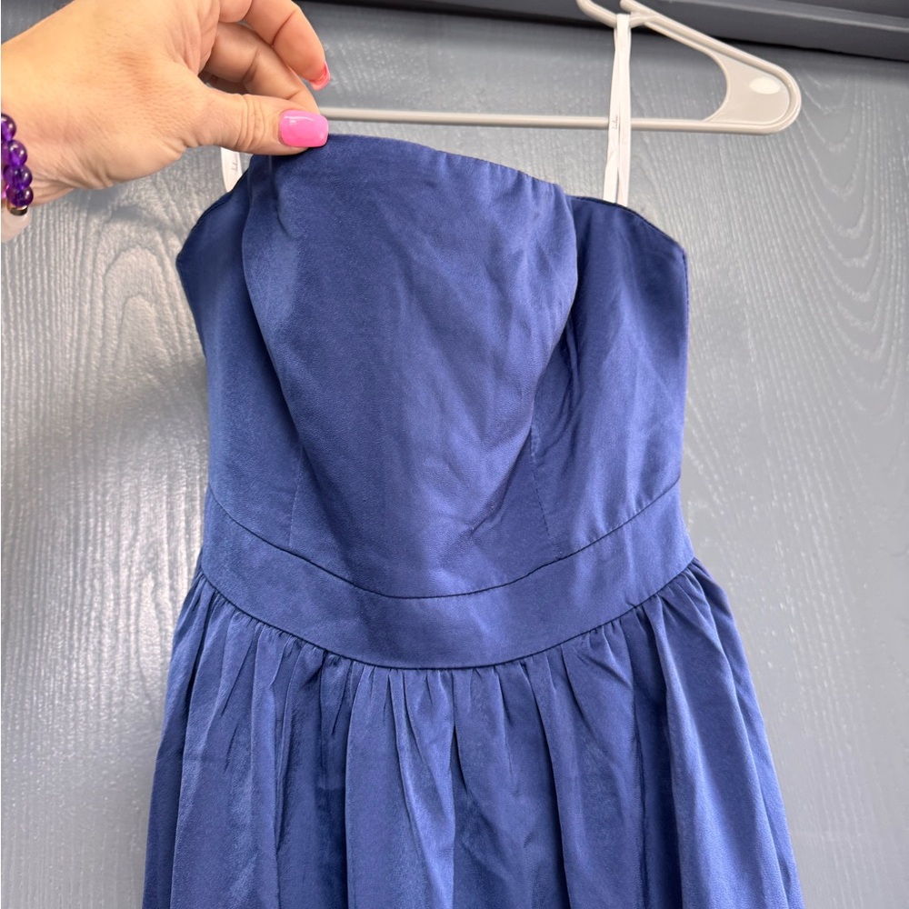 NWOT Lulus Elegant Navy Blue Strapless Bubble Hem Midi Dress - Picture 6 of 12